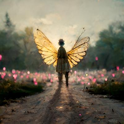 The rare Tinkerbell angel out to collect morning dew